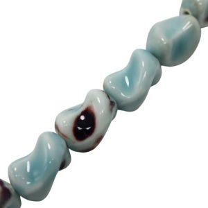 Hand made glazed ceramic twisted bead - Qty: 10 pcs. - CR2017