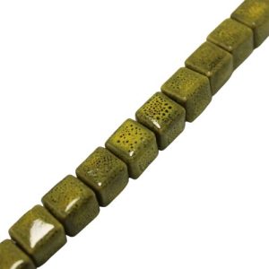 Hand made glazed ceramic cube bead - Qty: 20 pcs. - CR2019