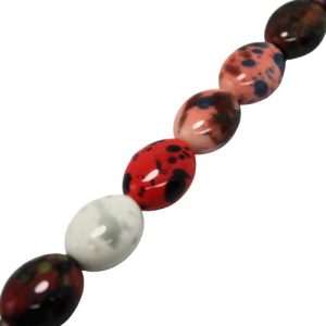 Hand made glazed ceramic oval bead - Qty: 13 pcs. - CR2037