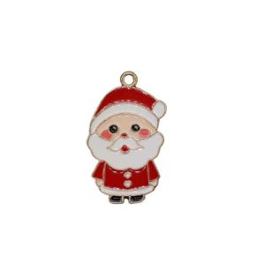 Enamel xmas santa charm - Qty: 5 pc. - FI9090