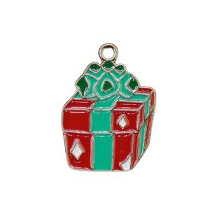 Enamel xmas present charm - Qty: 5 pc. - FI9095