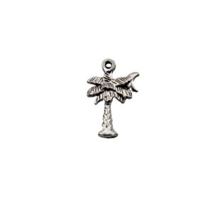 Silver palmtree and moon pendant or charm - Qty: 16 pieces - LF2791