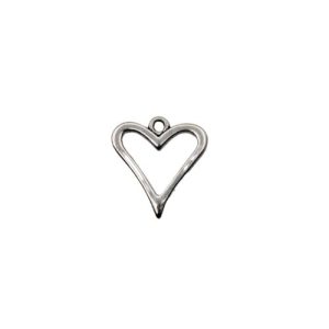 Silver heart pendant or charm - Qty: 12 pieces - LF2793