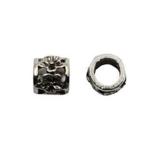 Large hole metal flower bead - Qty: 8 pcs - LF2798