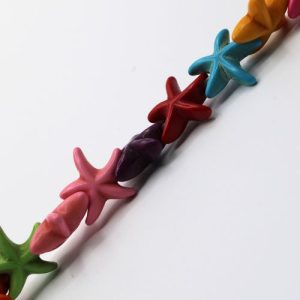 Dyed Multi coloured howlite starfish bead - Qty: 36 pcs approx - GE1906