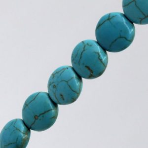 Simulated turquoise flat round bead 12x6mm - Qty: 35 pcs. - GE1911