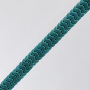 Simulated turquoise wavy edge rondelle bead 8x4mm - Qty: 132 pcs. - GE1912