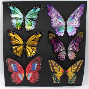 Laser cut aluminium metallic butterfly magnets - 6 piece set - GI0115