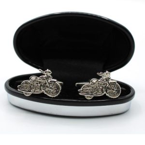 Silver plated motor bike cuff links - 1 Pair - GI0121