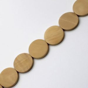 Wooden flat round bead 30mm - Natural - Qty: 10pcs. - WB9301