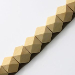 Wooden faceted cube bead 15mm - Natural - Qty: 23pcs. - WB9302