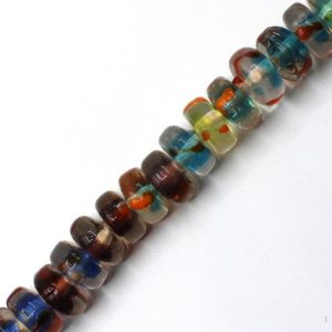 Rondelle lampwork glass bead - Mixed colours - Qty: 35 pcs. - FB0501