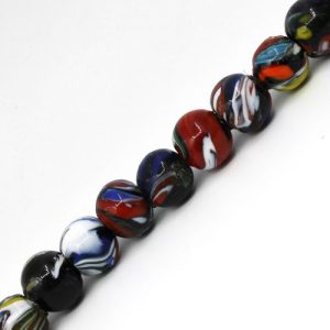 Round lampwork glass bead - Multi - Qty: 18 pcs. - FB0504