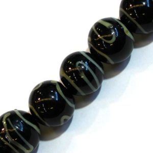 Round lampwork glass bead - Black - Qty: 13 pcs. - FB0505