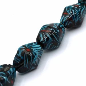 Bicone lampwork glass bead - Black - Qty: 8 pcs. - FB0506