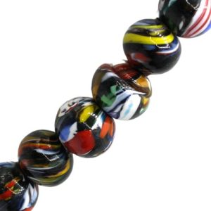Round lampwork glass bead - Multi - Qty: 15 pcs. - FB0507