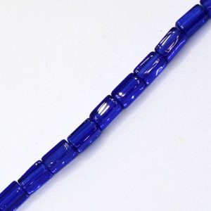 Rectangle glass bead 8mm x 4mm - dark blue - Qty: 46 pcs. - GB00326