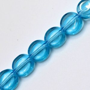 Circle glass bead 10mm - sky blue - Qty: 39 pcs. - GB0339