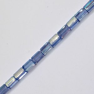 Rectangle glass bead 8mm x 4mm - light blue - Qty: 46 pcs. - GB0625