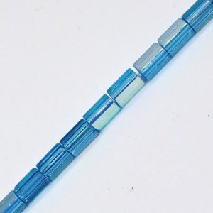 Rectangle glass bead 8mm x 4mm - AB blue - Qty: 46 pcs. - GB00627