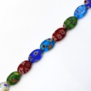 Assorted Venetian glass flat oval beads 12mm x 8mm - Qty: 32 pcs. GB7083