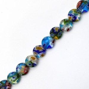 Assorted Venetian glass flat round beads 10mm - Qty: 38 pcs. GB7084