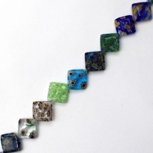 Assorted Venetian glass diamond beads 12mm - Qty: 25 pcs. GB7086
