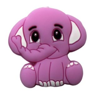 Silicone elephant bead 28mm x 30mm - White - Qty: 1pc - SL0429