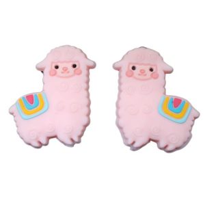 Silicone alpaca bead 31mm x 28mm - Pink - Qty: 1pc - SL0431
