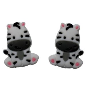 Silicone zebra bead 28mm x 22mm - White - Qty: 1pc - SL0433