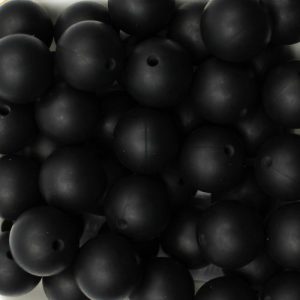 Silicone ball bead 15mm - Black - Qty: 14pcs - SL0458