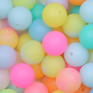 Silicone ball bead luminous 15mm - Mixed Colour - Qty: 14pcs - SL0453