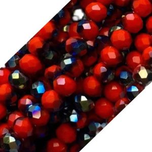 Faceted glass rondelle bead 4x3mm - Orange plated - Qty: 140 pcs. - GB9082