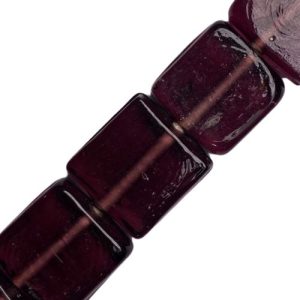 Glass bead square - 20mm - Purple - Qty: 12 pcs - FB0508
