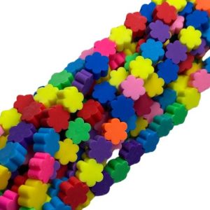 Assorted fimo flower beads 10mm - Qty: 40 pcs. - FM0111