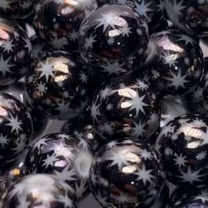 Glass ball bead star pattern -Gunmetal- 10mm - Qty: 20 pcs - GB9103