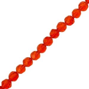 Faceted transparent round glass bead 6mm - Red - Qty: 92 pcs. - GB9083