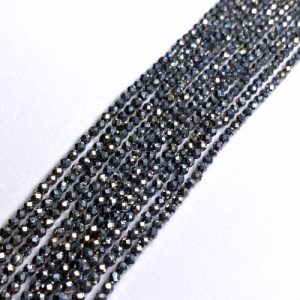 Faceted glass ball bead 2mm  -Silver- Qty: 192 pcs. - GB9087