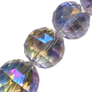 Faceted glass ball bead 20mm  - Clear AB - Qty: 10 pcs. - GB9088