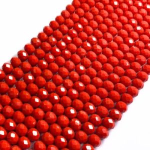 Faceted glass rondelle bead 10x8mm - Red - Qty: 34 pcs - GB9089