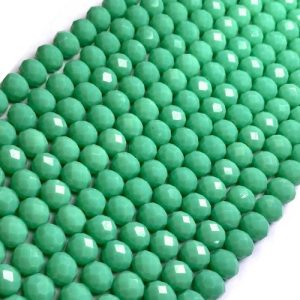 Faceted glass rondelle bead 10x8mm - Mint Green - Qty: 34 pcs - GB9090