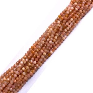 Faceted natural Peach Moonstone bead 3mm - Qty: Approx 115 pcs. - GE1101