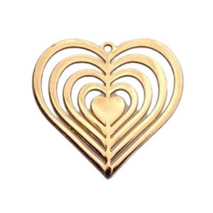 Filigree heart charm or pendant - Light Gold -Qty: 8 pieces - LF2800