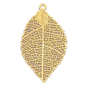 Filigree leaf charm or pendant - Light Gold -Qty: 8 pieces - LF2803