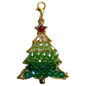 Glass beaded gold Xmas tree charm - Qty: 2 pcs. - PV0010