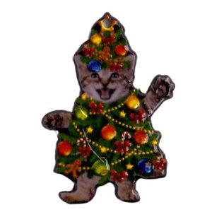 Acrylic printed Xmas cat pendant - Qty: 3 pcs - RE0103