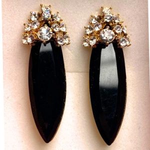 Gold Cubic Zirconia faceted glass earrings - RM0001