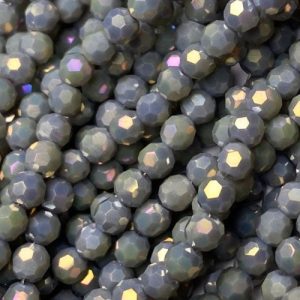 Faceted glass ball bead 4mm - Grey - GB9095