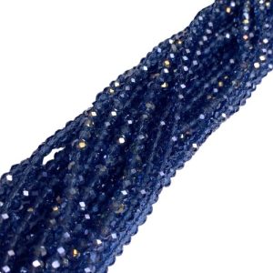 Faceted glass rondelle bead 4x3mm - Marine Blue - GB9111
