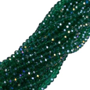 Faceted glass rondelle bead 4x3mm - Dark Cyan - GB9112